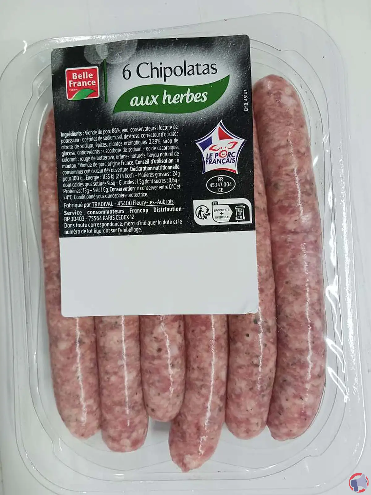 Rappel de produits Bel France : risque de présence de corps étrangers dans certaines saucisses