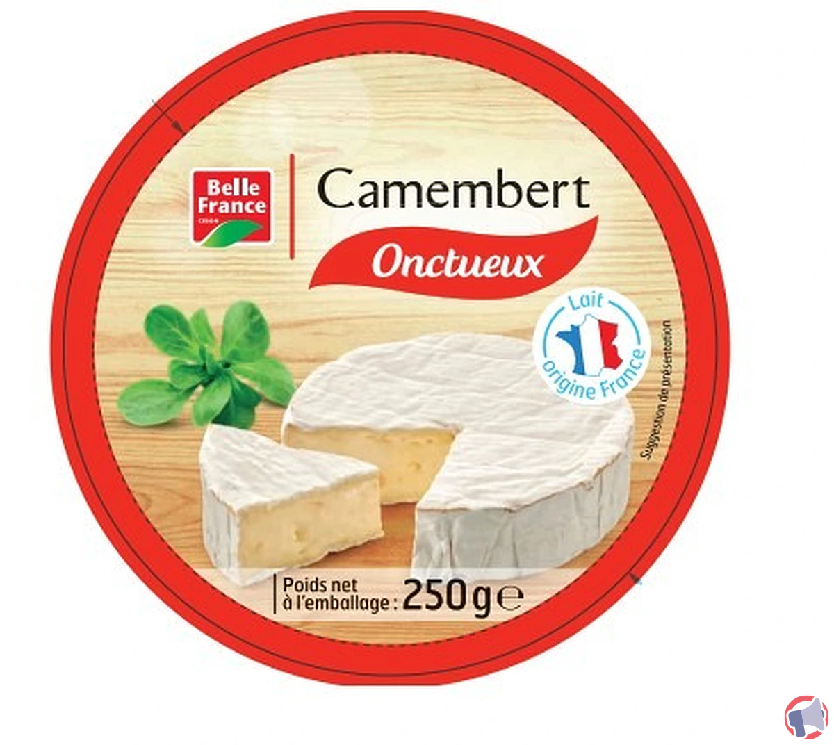 Rappel du produit belle france camembert 250g pour suspicion de contamination à listeria monocytogenes