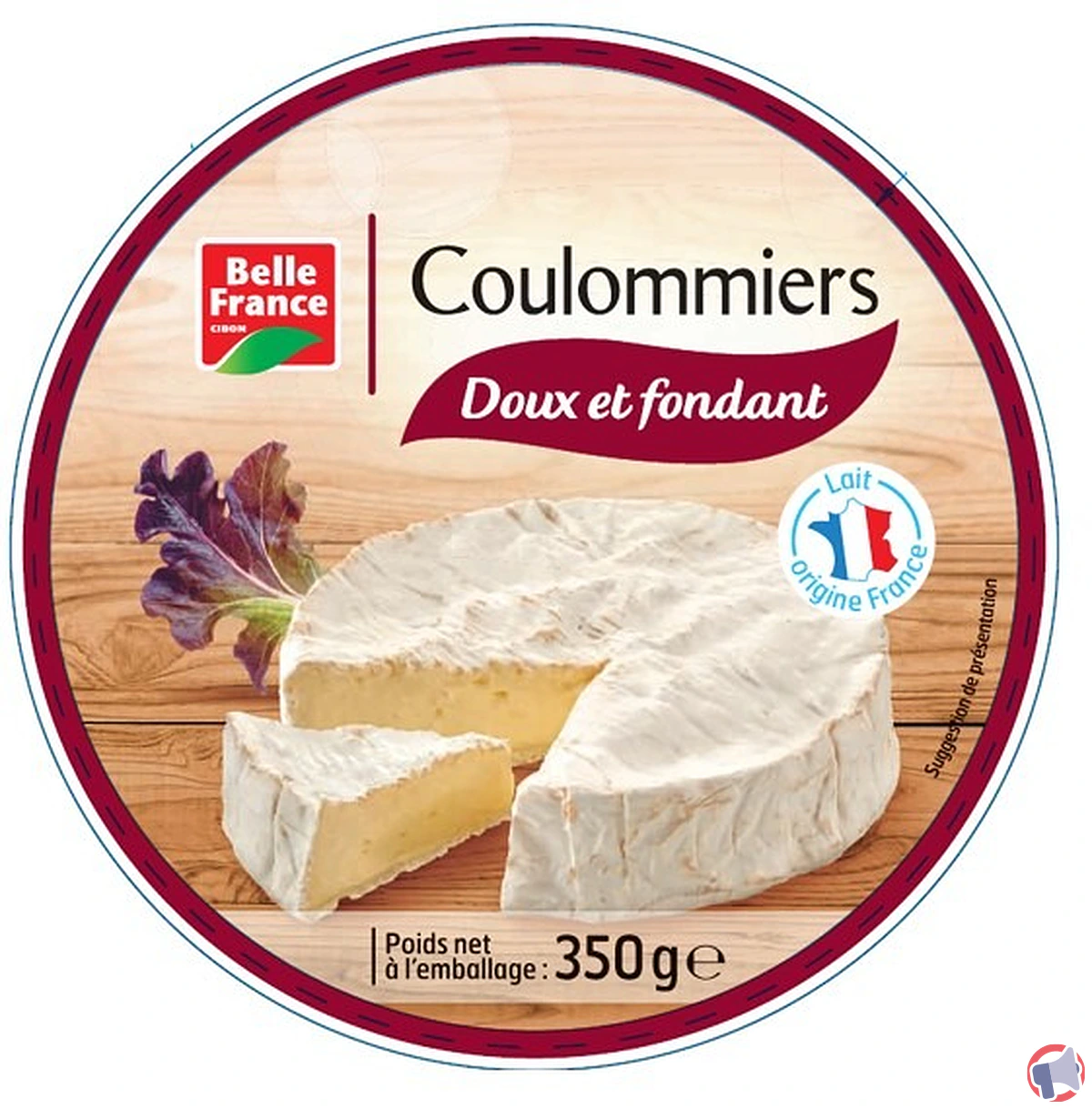 Rappel sécurité : suspicion de contamination par listeria monocytogenes sur le coulommiers 350g de belle france