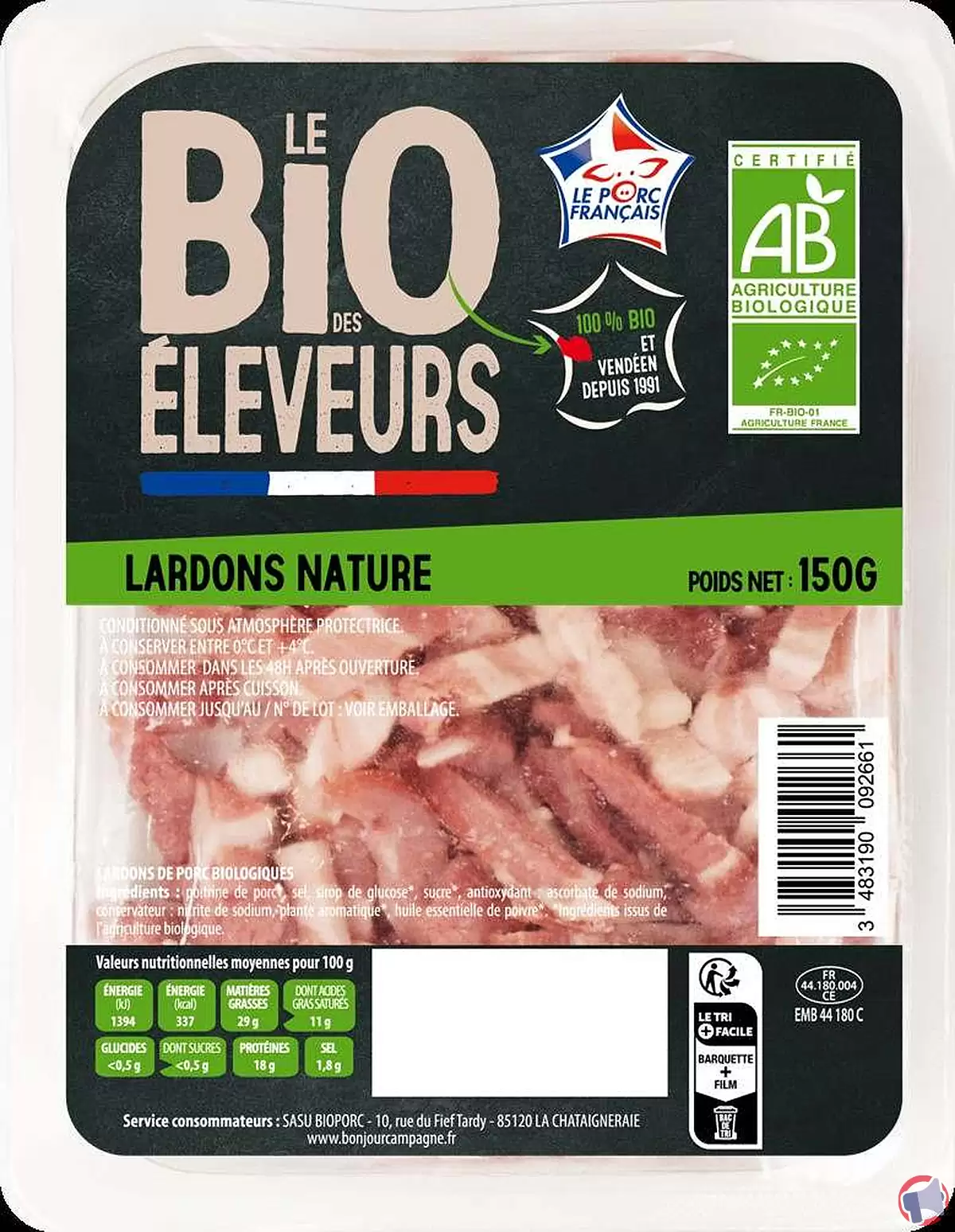 Rappel de lardons nature de la marque Le Bio des Eleveurs pour risque de Listeria