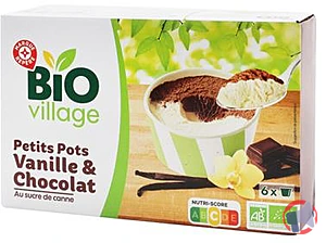 Rappel produit MINIPOTS VANILLE CHOCOLAT BIO X6 BIO VILLAGE