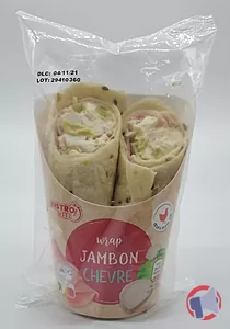 Rappel produit Wrap jambon chèvre 180g Bistro'vite