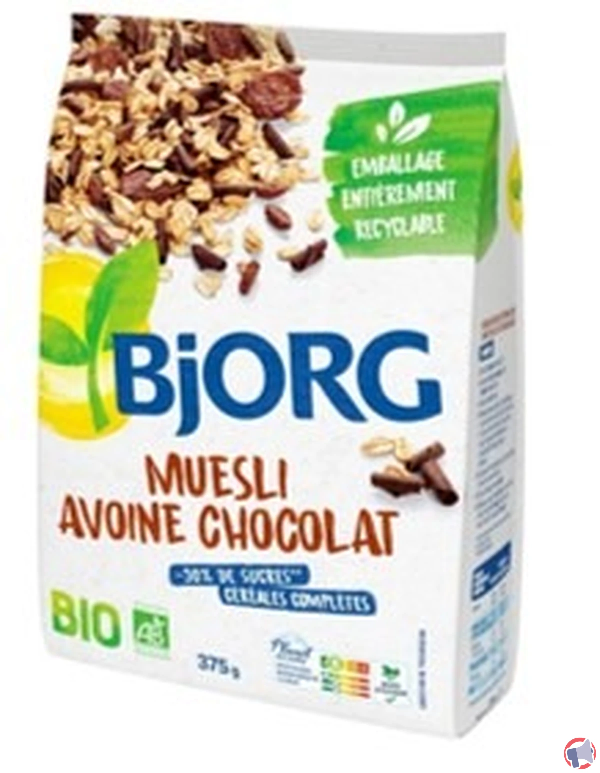 Rappel produit : muesli avoine chocolat BJORG pour présence non déclarée de fruits à coque