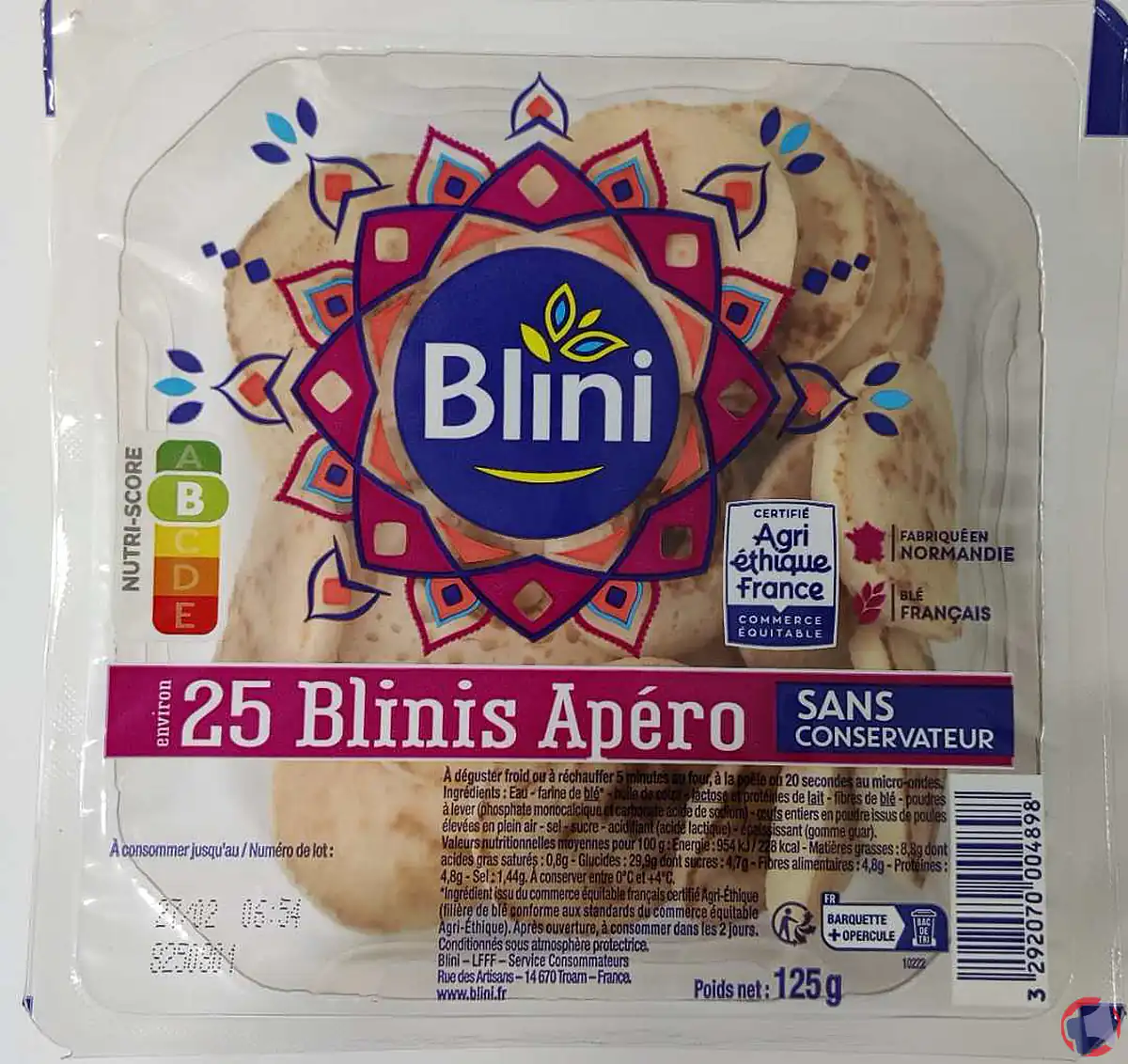 Rappel de produit : 25 blinis apéro de la marque Blini