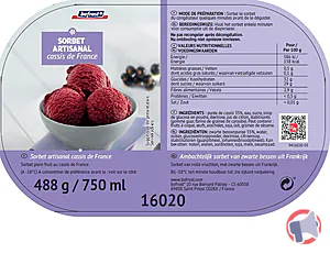 Rappel produit 16020- Sorbet artisanal cassis noir de France DLUO 04/09/2022 bofrost*