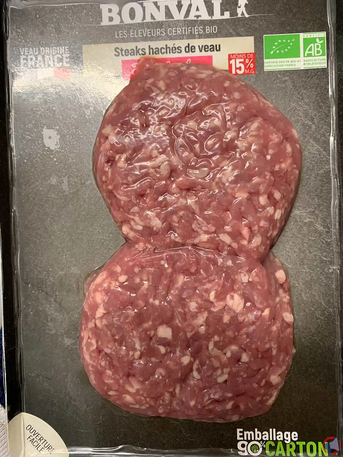 Rappel de produit : Steak haché de veau 15%mg de la marque Bonval pour anomalie d'étiquetage
