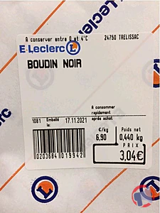 Rappel produit Boudin noir