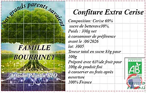 Rappel produit Confiture extra cerise bourrinet