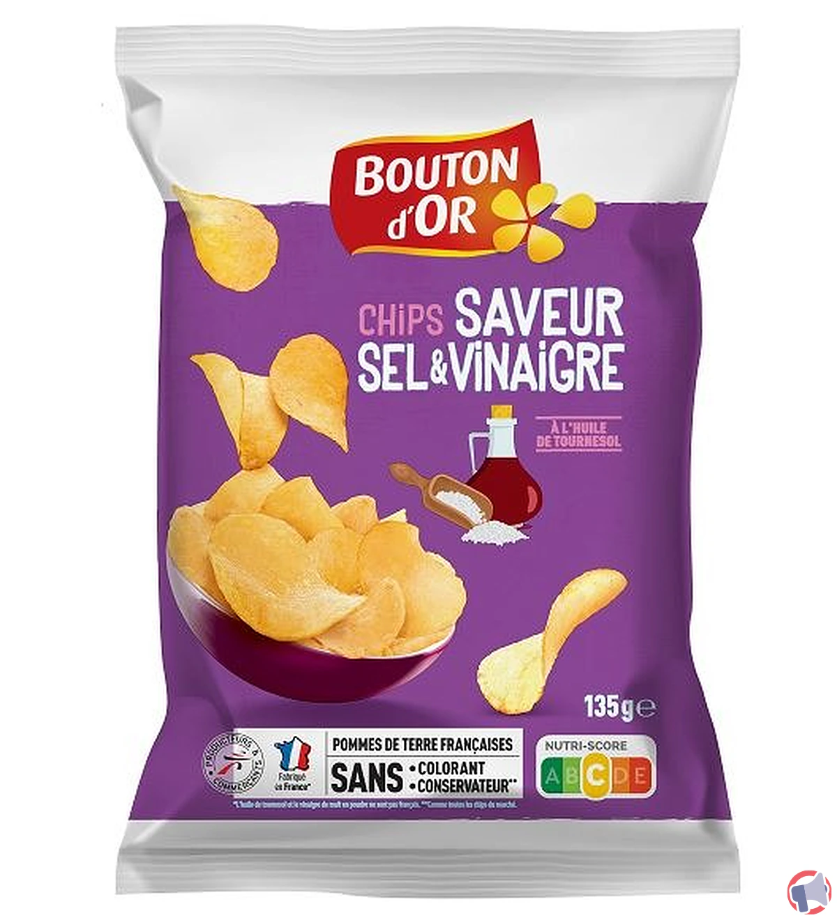 Rappel de chips saveur sel et vinaigre BOUTON d'OR : excès d'acrylamide détecté