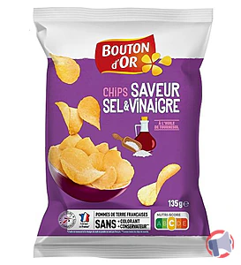 Rappel produit Chips saveur sel et vinaigre 135g BOUTON d'OR
