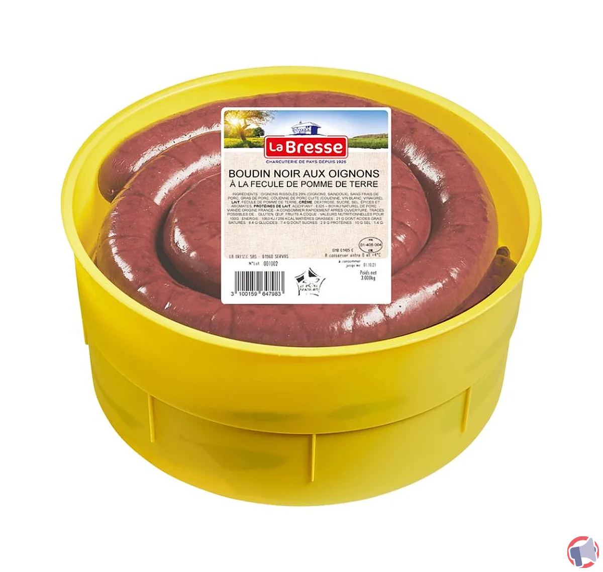 Rappel de produit : boudin noir aux oignons La Bresse