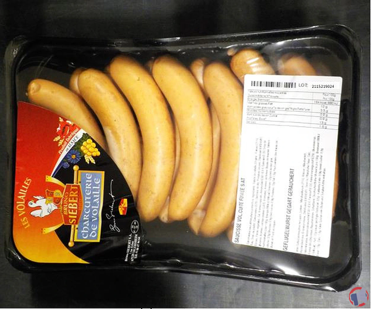 Rappel de produit : Saucisse de volaille cuite fumée de la marque Bruno Siebert S.A. pour risque de listeria