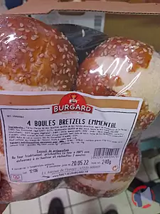 Rappel produit 4 BOULES BRETZELS EMMENTAL BURGARD