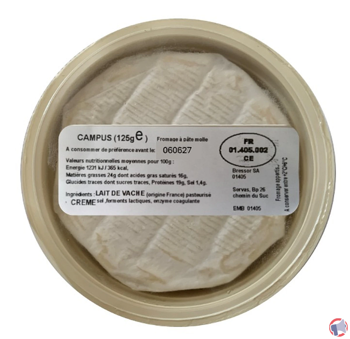 Rappel : campus 125 g fromage à pâte molle, ne le consommez pas avant de vérifier votre produit