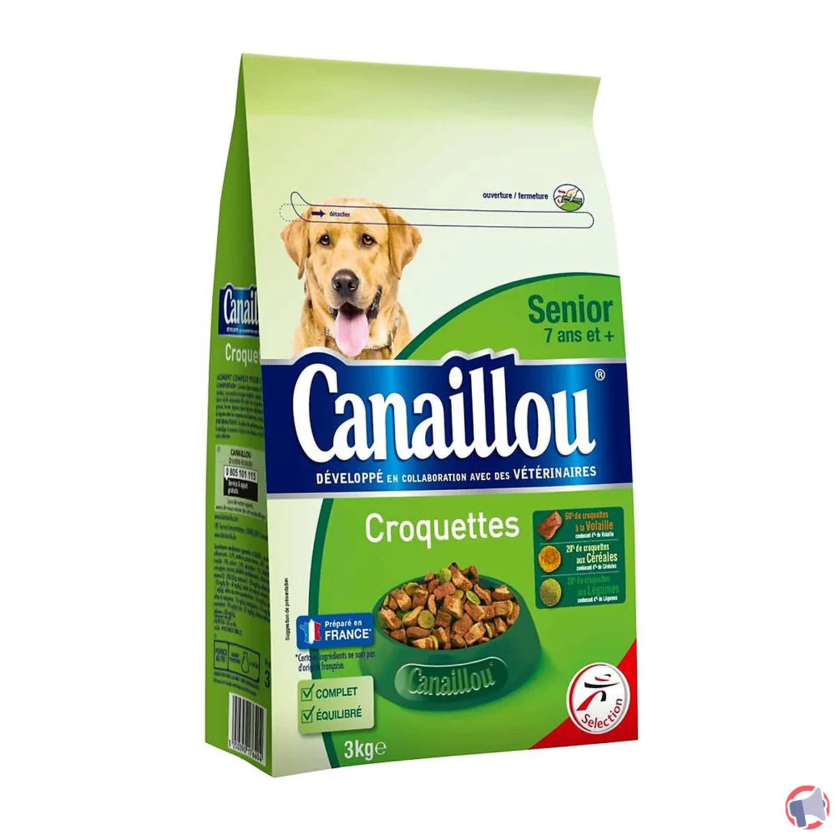 Rappel de croquettes pour chien senior de la marque Canaillou en raison de la présence de salmonelles