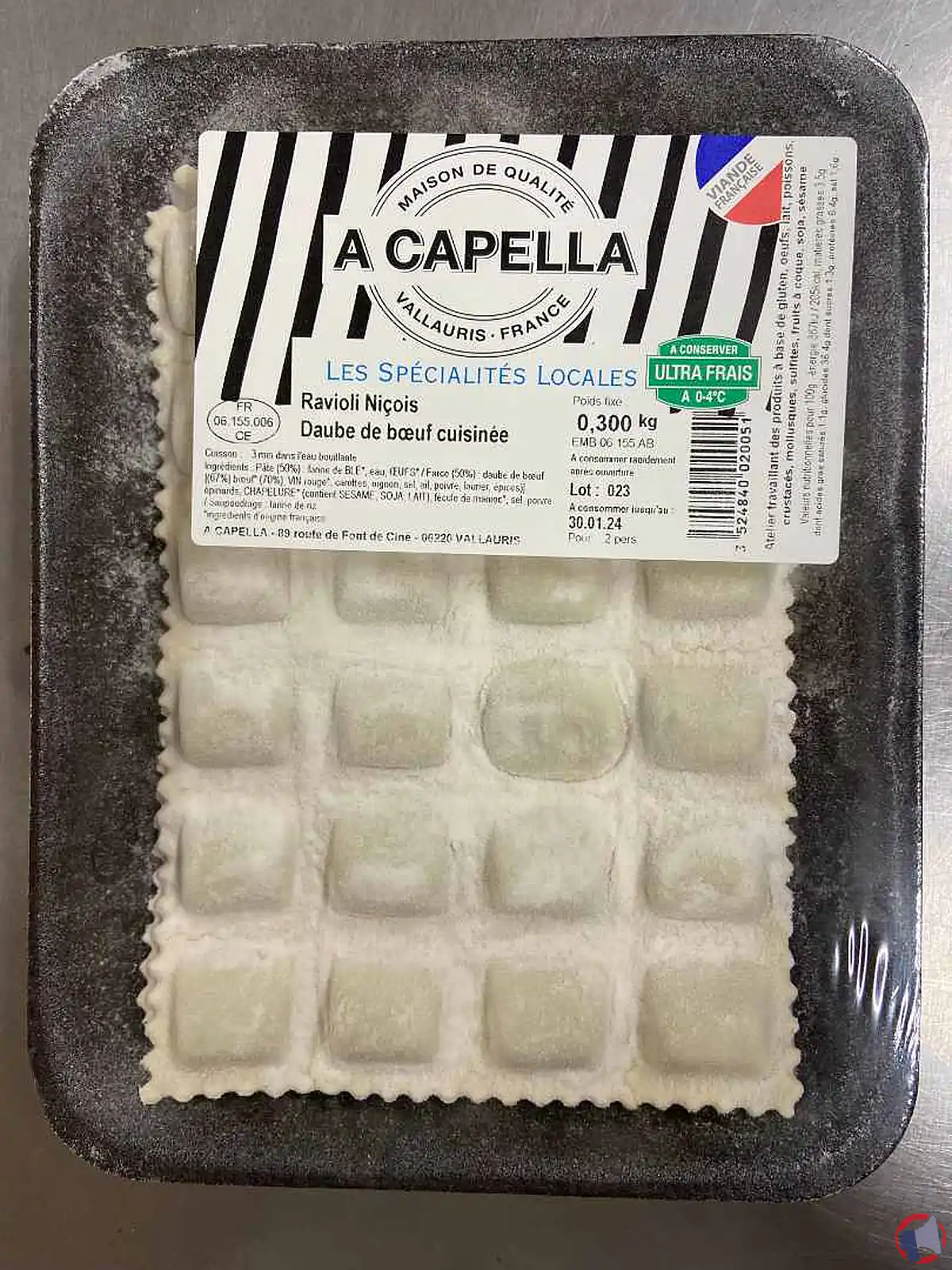 Rappel de produit : Ravioli niçois daube de boeuf cuisinée de la marque A Capella