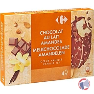 Rappel produit Carrefour 4 Bâtonnets glace Vanille enrobage chocolat au lait et Amandes