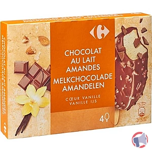 Rappel produit Bâtonnets vanille chocolat au lait amandes x4 Carrefour