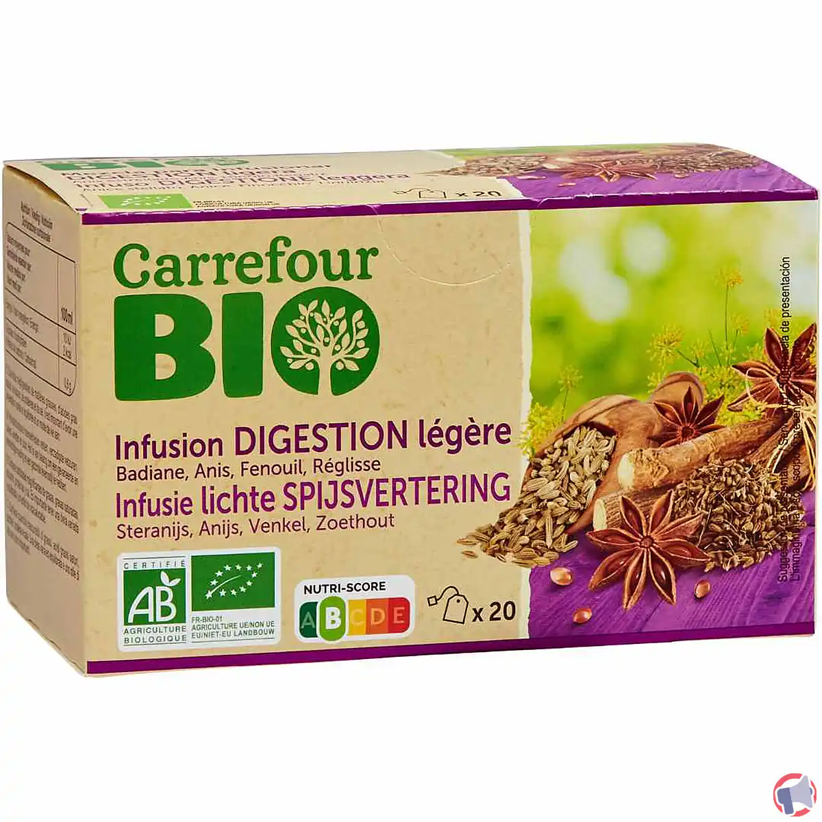 Rappel produit : infusion digestion légère Carrefour BIO