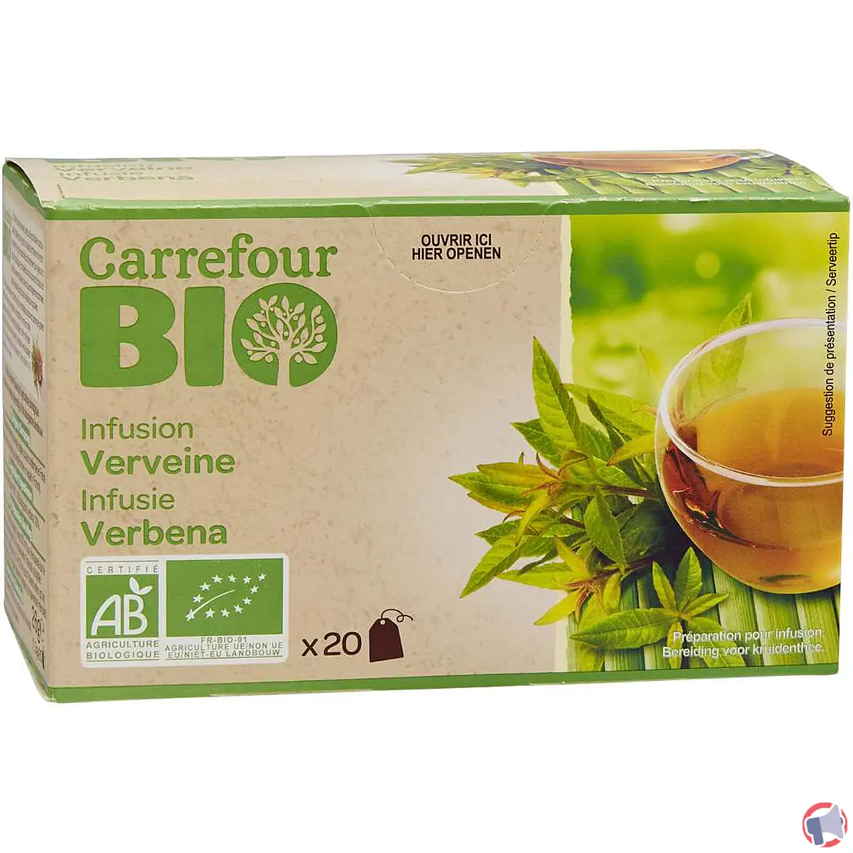 Rappel produit : infusion verveine bio Carrefour BIO