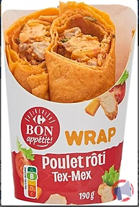 Rappel produit Wrap Poulet roti Tex-Mex Carrefour Bon Appétit