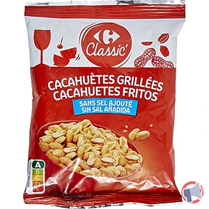 Rappel produit CACAHUETES GRILLEES SANS SEL AJOUTE CARREFOUR