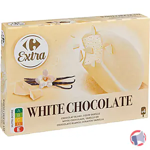 Rappel produit Bâtonnets vanille chocolat blanc - White chocolate x4 Carrefour / Carrefour Extra