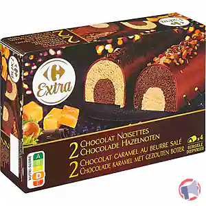 Rappel produit Bûchettes 2 chocolat noisettes 2 chocolat caramel au beurre salé 500mL Carrefour / Carrefour Extra