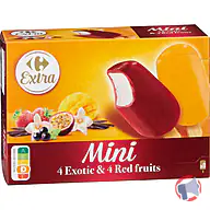 Rappel produit Mini bâtonnets exotic & red fruits x8 Carrefour / Carrefour Extra