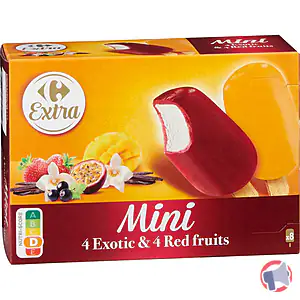 Rappel produit Mini bâtonnets exotic & red fruits x8 Carrefour / Carrefour Extra