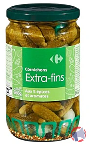 Rappel produit Cornichons Extra-fins 720ml Carrefour Classic