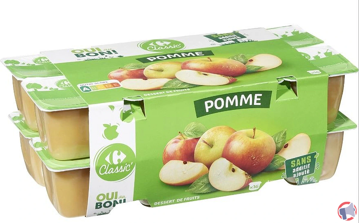 Rappel de produit : dessert de fruits pomme Carrefour Classic