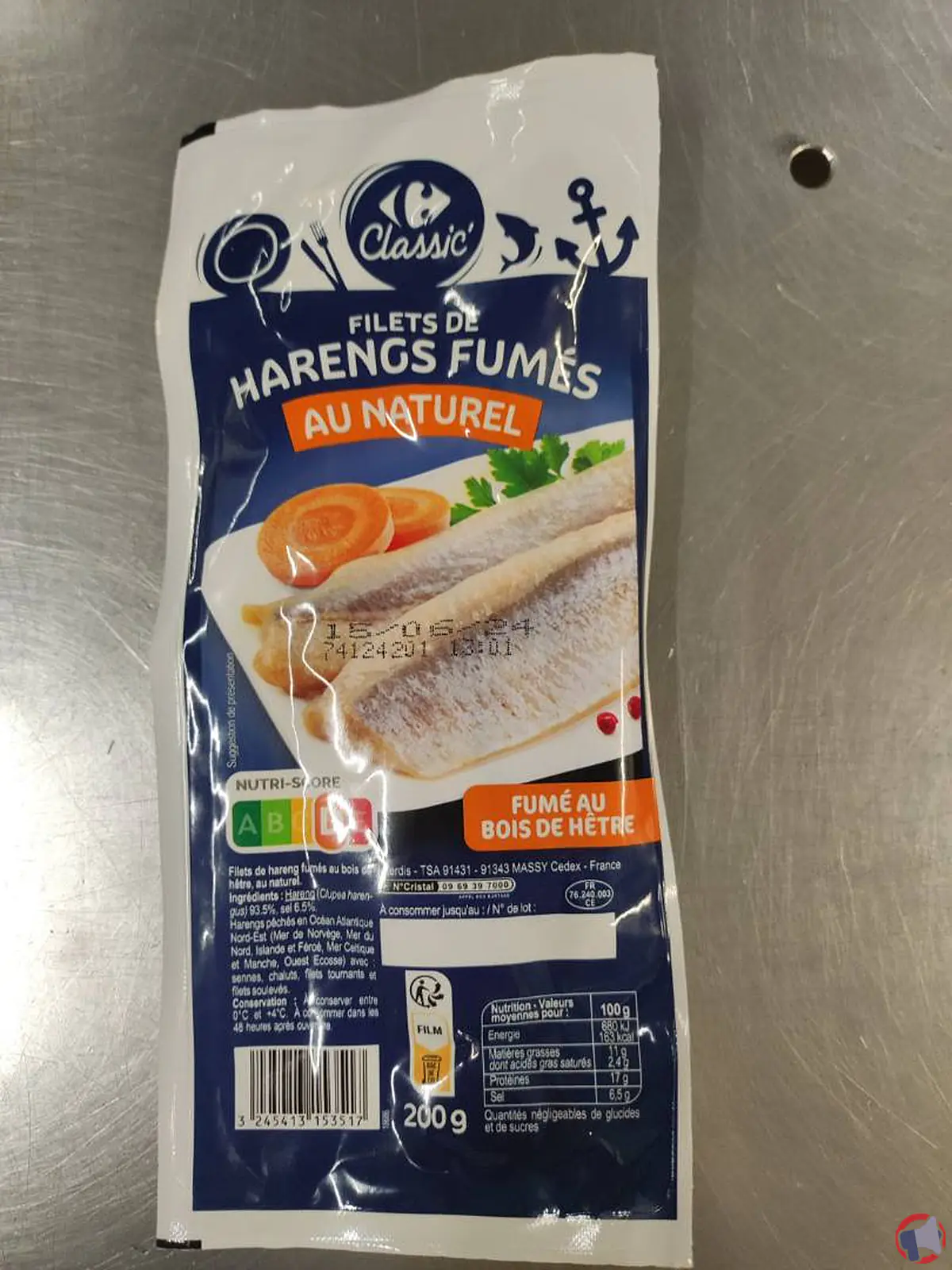 Rappel de produit : Filets de harengs fumés au naturel de la marque Carrefour Classic