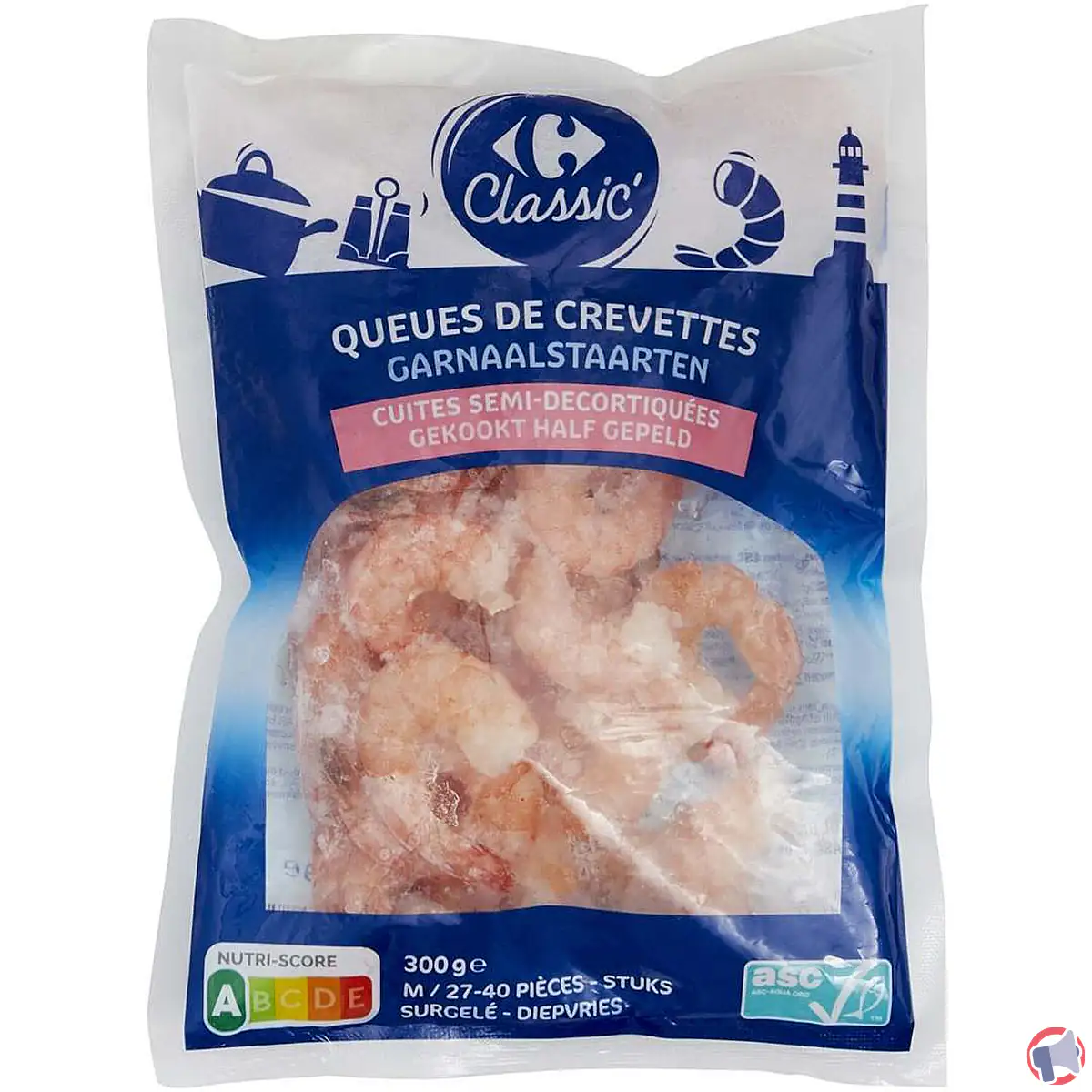 Rappel de produit : Queues de crevettes cuites semi décortiquées de la marque Carrefour Classic