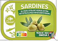 Rappel produit Sardines à l'huile d'olive vierge extra CARREFOUR Classic