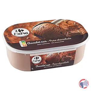 Rappel produit Bac chocolat noir avec copeaux 1L Carrefour Extra