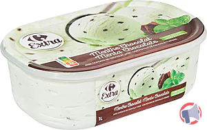 Rappel produit Bac crème glacée Menthe chocolat 1L Carrefour Extra