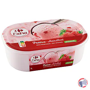 Rappel produit Bac Fraise avec morceaux 1L Carrefour Extra