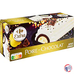Rappel produit Bûche Poire Chocolat 1L Carrefour Extra