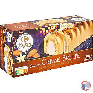 Rappel produit Bûche saveur Crème brûlée & amandes caramélisées 1L Carrefour Extra