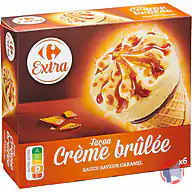 Rappel produit Carrefour Extra Cône façon crème brûlée sauce saveur caramel x6