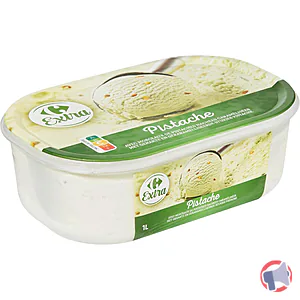 Rappel produit Crème glacée Pistache, avec morceaux de pistaches 1L Carrefour Extra