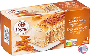 Rappel produit Feuilleté Saveur Caramel avec feuilletage craquant 650mL Carrefour Extra