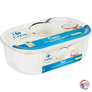 Rappel produit Glace Coco avec morceaux de coco rapée Carrefour Extra