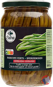 Rappel produit HARICOTS VERTS – EXTRA-FINS Cueillis & rangés main Carrefour EXTRA