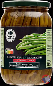 Rappel produit HARICOTS VERTS EXTRA-FINS Cueillis & rangés main Carrefour EXTRA