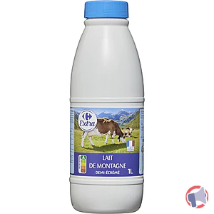 Rappel produit LAIT DE MONTAGNE DEMI ECREME CARREFOUR EXTRA