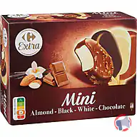 Rappel produit Carrefour Extra Mini bâtonnets Almond - Black - White - Chocolate