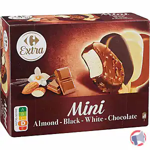 Rappel produit Mini bâtonnets Almond - Black - White - Chocolate Carrefour Extra