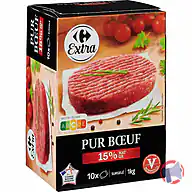 Rappel produit STEAK HACHE PUR BOEUF SURGELE 15%MG Carrefour Extra (photo numéro 1)
